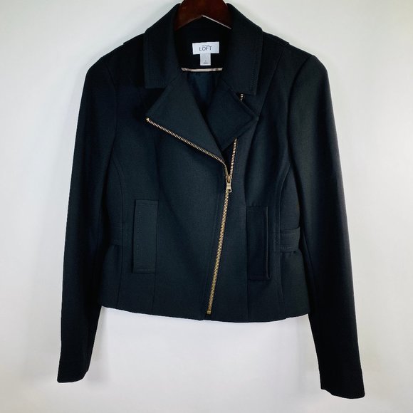 LOFT Jackets & Blazers - Loft Black Asymmetrical Zip Jacket/Blazer Size 4